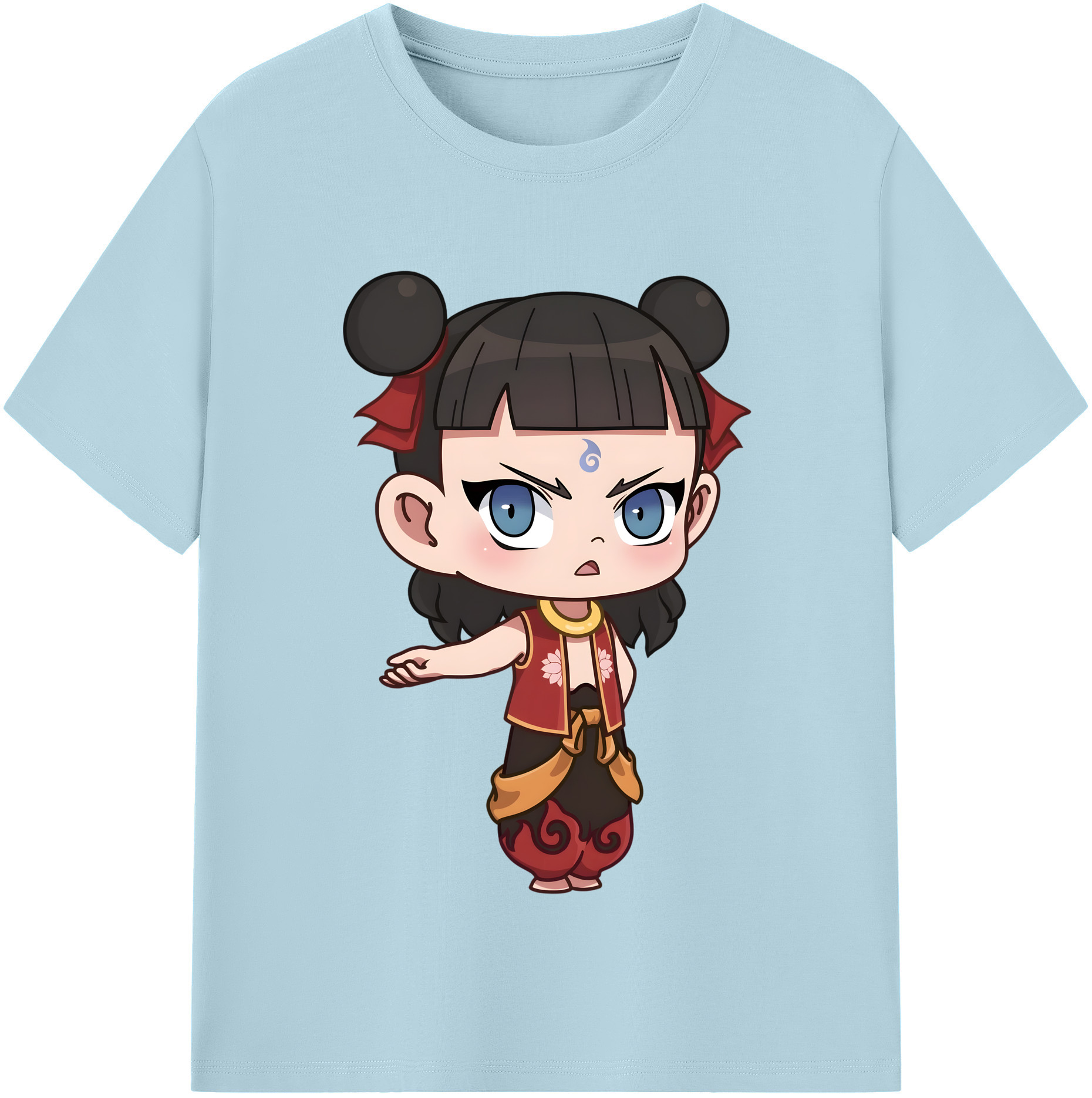 （画像用） Ne Zha 2 ナタ 魔童の大暴れ 綿100％半袖Tシャツ（フロントプリント）